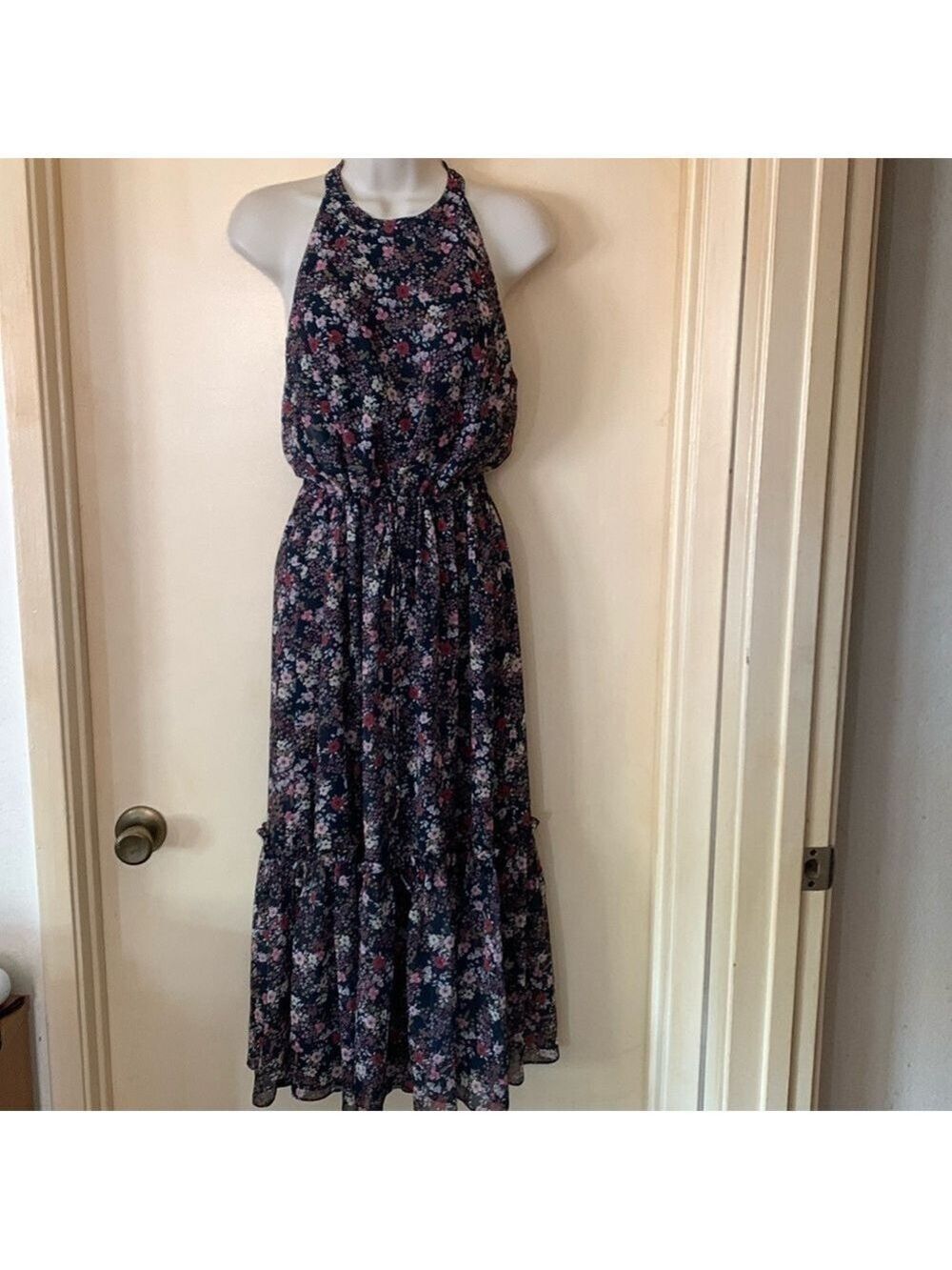 Cooper Street black floral high neck sundress size 2